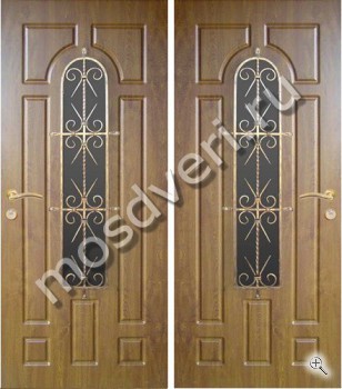 Дверь с панелями МДФ, стеклом и кованными элементами - купить от производителя Мосдвери Дверь с панелями МДФ, стеклом и кованными элементами