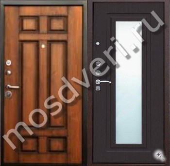 Входная дверь с зеркалом, терморазрывом и стеклом TD-53 - купить от производителя Мосдвери Входная дверь с зеркалом, терморазрывом и стеклом TD-53