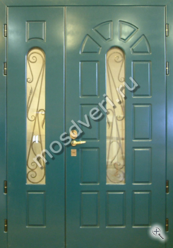 Темно-бирюзовая двупольная дверь со стеклом - купить от производителя Мосдвери Темно-бирюзовая двупольная дверь со стеклом