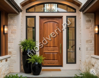 Большая входная дверь в дом светло-коричневая - купить от производителя Мосдвери Большая входная дверь в дом светло-коричневая