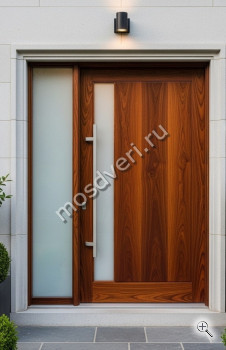 Дверь входная в дом со стеклом современная коричневая - купить от производителя Мосдвери Дверь входная в дом со стеклом современная коричневая