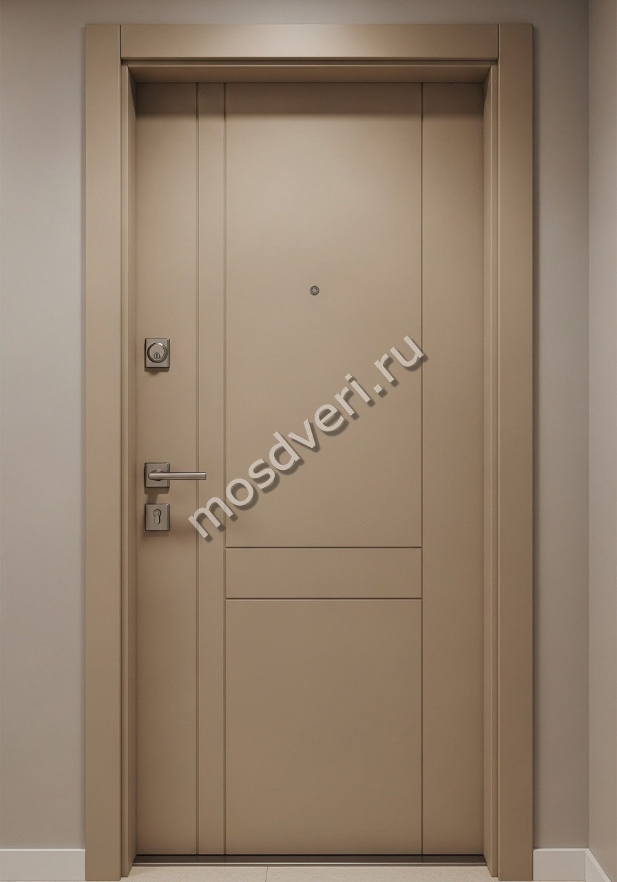 Дизайнерская входная дверь в квартиру бежевая