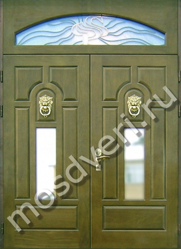 Эксклюзивная парадная двустворчатая дверь со стеклянными вставками - купить от производителя Мосдвери Эксклюзивная парадная двустворчатая дверь со стеклянными вставками
